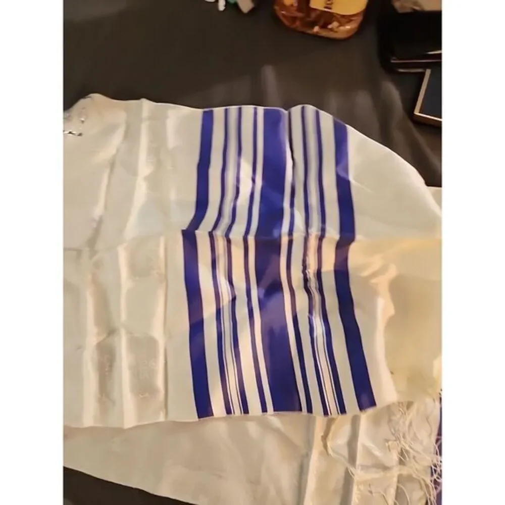 Blue and Silver Stripe Shvotim Tallis‎ 58 Long X 15 Wide